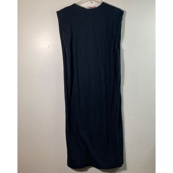 Womens Free People Beach Carta Tee Shirt Maxi Dress XS Pleat Detail Black XS Cot - Picture 2 of 10